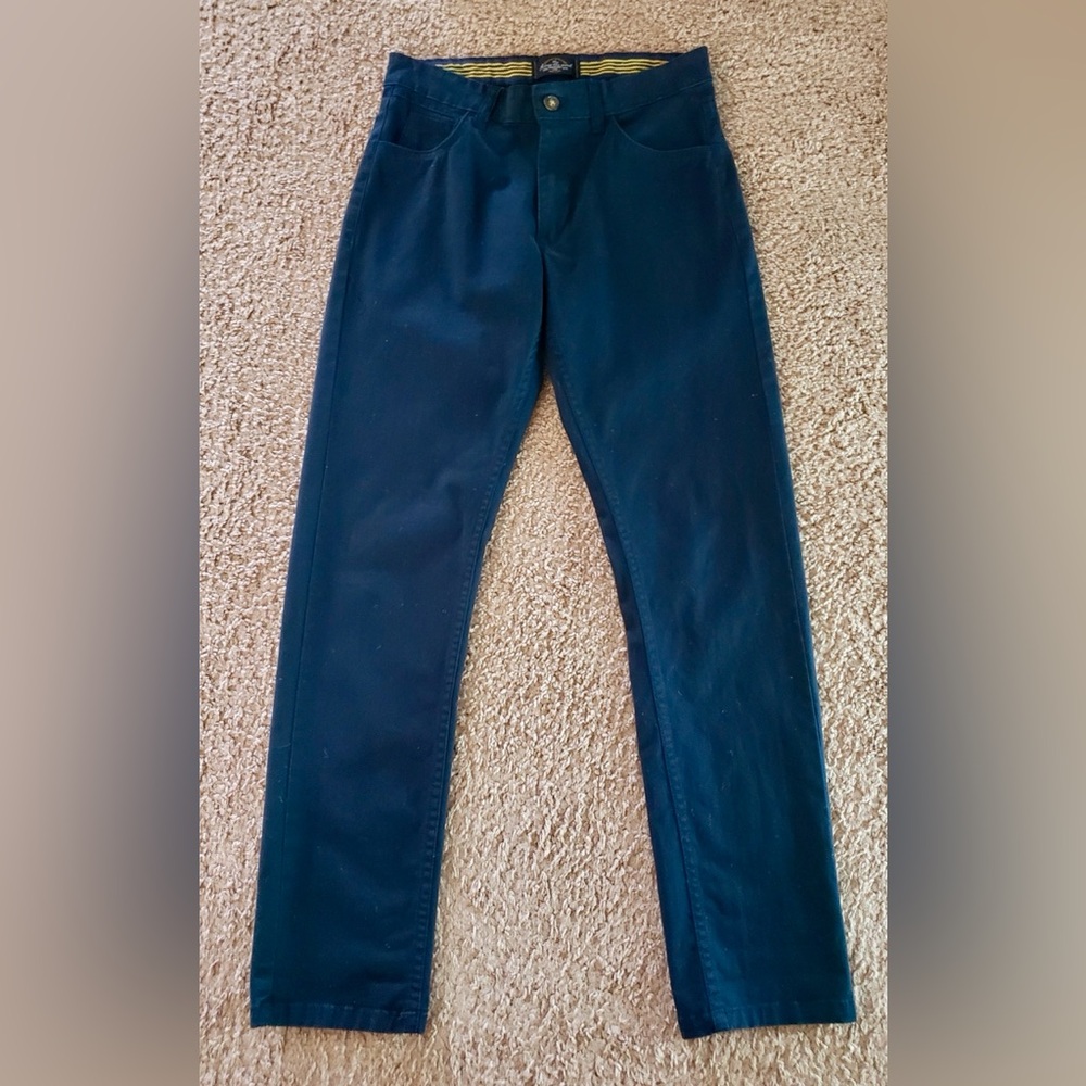 Across The Pond Signature Slacks Mens Size 29/30 Slim Fit Navy Blue
